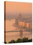 Chain Bridge and Danube River, Budapest, Hungary-Jon Arnold-Stretched Canvas