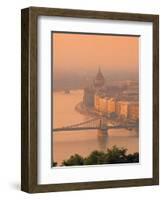 Chain Bridge and Danube River, Budapest, Hungary-Jon Arnold-Framed Photographic Print