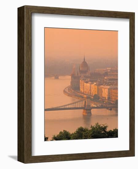 Chain Bridge and Danube River, Budapest, Hungary-Jon Arnold-Framed Photographic Print