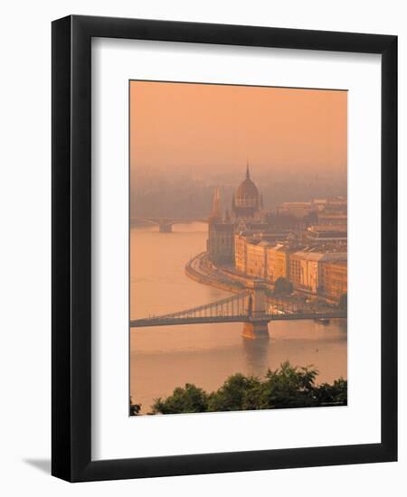 Chain Bridge and Danube River, Budapest, Hungary-Jon Arnold-Framed Photographic Print