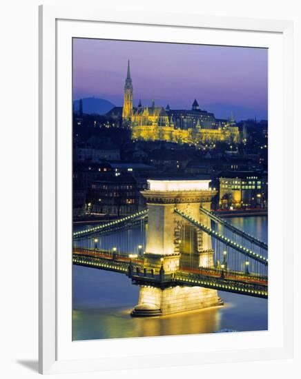 Chain Bridge and Danube River, Budapest, Hungary-Doug Pearson-Framed Photographic Print