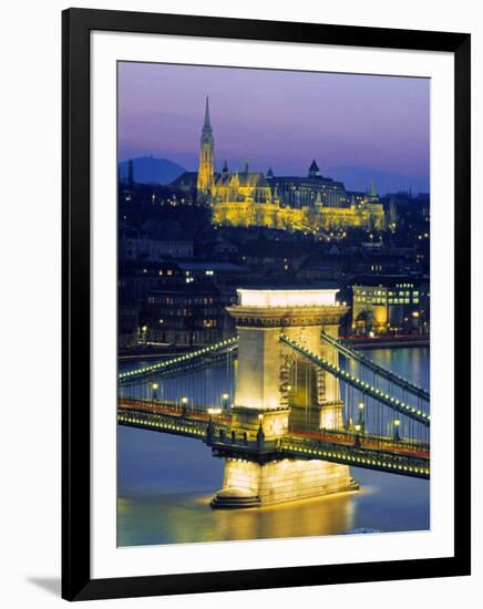 Chain Bridge and Danube River, Budapest, Hungary-Doug Pearson-Framed Photographic Print