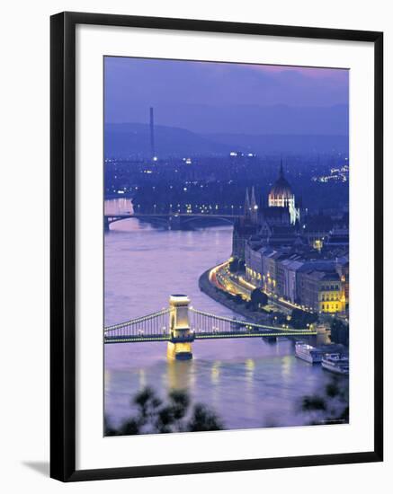 Chain Bridge and Danude, Budapest, Hungary-Jon Arnold-Framed Photographic Print