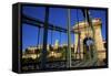 Chain Bridge and Hungarian National Gallery, Budapest, Hungary, Europe-Neil Farrin-Framed Stretched Canvas