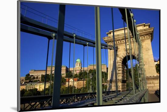 Chain Bridge and Hungarian National Gallery, Budapest, Hungary, Europe-Neil Farrin-Mounted Photographic Print