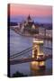 Chain Bridge and Parliament Building in Budapest-Jon Hicks-Stretched Canvas