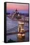 Chain Bridge and Parliament Building in Budapest-Jon Hicks-Framed Stretched Canvas