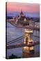 Chain Bridge and Parliament Building in Budapest-Jon Hicks-Stretched Canvas