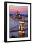 Chain Bridge and Parliament Building in Budapest-Jon Hicks-Framed Premium Photographic Print