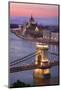 Chain Bridge and Parliament Building in Budapest-Jon Hicks-Mounted Photographic Print