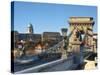 Chain Bridge and Royal Palace on Castle Hill, Budapest, Hungary-Doug Pearson-Stretched Canvas