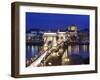 Chain Bridge and St. Stephen's Basilica at Dusk, UNESCO World Heritage Site, Budapest, Hungary, Eur-Stuart Black-Framed Photographic Print