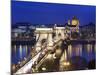 Chain Bridge and St. Stephen's Basilica at Dusk, UNESCO World Heritage Site, Budapest, Hungary, Eur-Stuart Black-Mounted Photographic Print