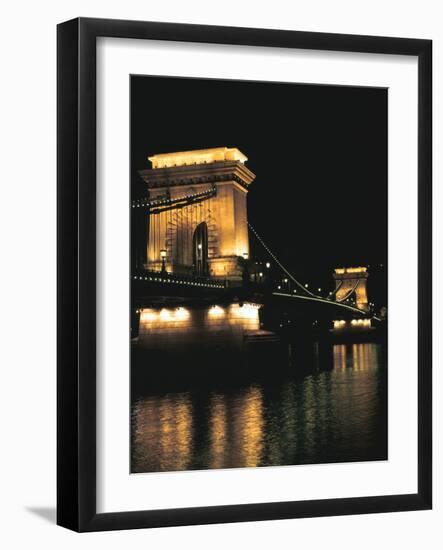 Chain Bridge (At Night), Budapest, Hungary-Peter Thompson-Framed Photographic Print