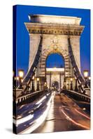 Chain Bridge at Night, UNESCO World Heritage Site, Budapest, Hungary, Europe-Ben Pipe-Stretched Canvas