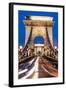 Chain Bridge at Night, UNESCO World Heritage Site, Budapest, Hungary, Europe-Ben Pipe-Framed Photographic Print