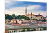 Chain Bridge, Lion Matthias Church Fisherman's Bastion, Budapest, Hungary-William Perry-Mounted Premium Photographic Print