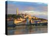 Chain Bridge, Matyas Church and Fisherman's Bastion, Budapest, Hungary-Neil Farrin-Stretched Canvas