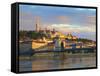 Chain Bridge, Matyas Church and Fisherman's Bastion, Budapest, Hungary-Neil Farrin-Framed Stretched Canvas