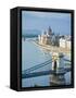 Chain Bridge over Danube River-Rudy Sulgan-Framed Stretched Canvas