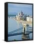 Chain Bridge over Danube River-Rudy Sulgan-Framed Stretched Canvas