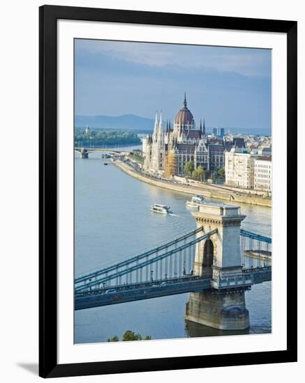 Chain Bridge over Danube River-Rudy Sulgan-Framed Photographic Print