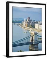 Chain Bridge over Danube River-Rudy Sulgan-Framed Photographic Print