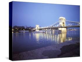 Chain Bridge Over the Danube River, Budapest, Hungary-Oliviero Olivieri-Stretched Canvas