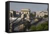 Chain Bridge Seen from Above Clark Adam Square, Budapest, Hungary, Europe-Julian Pottage-Framed Stretched Canvas