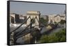 Chain Bridge Seen from Above Clark Adam Square, Budapest, Hungary, Europe-Julian Pottage-Framed Stretched Canvas