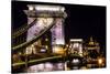 Chain Bridge, St. Stephens. Danube River Reflection, Budapest, Hungary-William Perry-Stretched Canvas