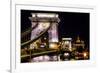 Chain Bridge, St. Stephens. Danube River Reflection, Budapest, Hungary-William Perry-Framed Photographic Print