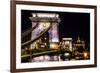 Chain Bridge, St. Stephens. Danube River Reflection, Budapest, Hungary-William Perry-Framed Photographic Print