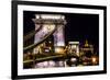 Chain Bridge, St. Stephens. Danube River Reflection, Budapest, Hungary-William Perry-Framed Photographic Print