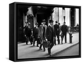 Chain Gang of New York Stock Exchange Carrying Traded Securities to Banks and Brokerage Houses-Carl Mydans-Framed Stretched Canvas