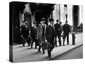 Chain Gang of New York Stock Exchange Carrying Traded Securities to Banks and Brokerage Houses-Carl Mydans-Stretched Canvas