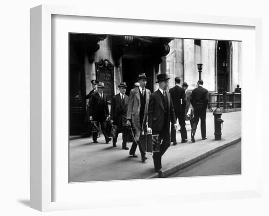 Chain Gang of New York Stock Exchange Carrying Traded Securities to Banks and Brokerage Houses-Carl Mydans-Framed Photographic Print