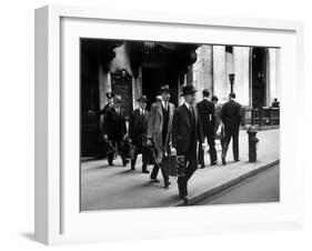 Chain Gang of New York Stock Exchange Carrying Traded Securities to Banks and Brokerage Houses-Carl Mydans-Framed Photographic Print