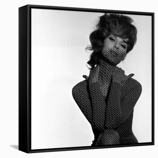 Chain Mail Projection on Model with Hands on her Neck, 1960s-John French-Framed Stretched Canvas