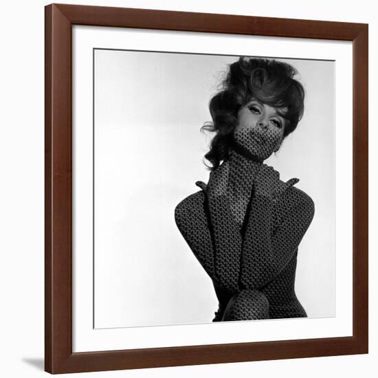 Chain Mail Projection on Model with Hands on her Neck, 1960s-John French-Framed Giclee Print