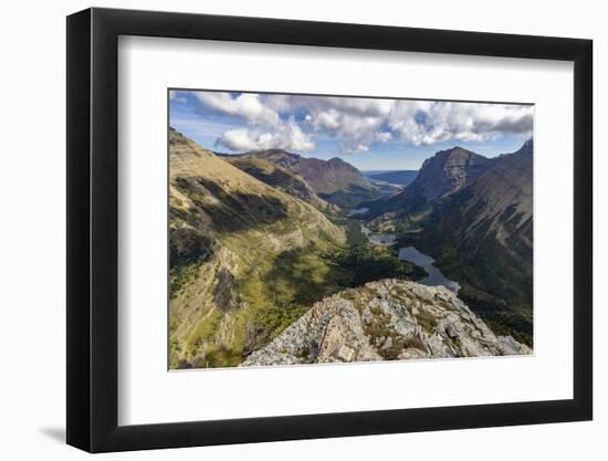 Chain of Lakes to the Many Glacier Valley from Swiftcurrent Pass area in Glacier NP, Montana-Chuck Haney-Framed Photographic Print