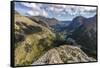 Chain of Lakes to the Many Glacier Valley from Swiftcurrent Pass area in Glacier NP, Montana-Chuck Haney-Framed Stretched Canvas