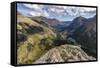 Chain of Lakes to the Many Glacier Valley from Swiftcurrent Pass area in Glacier NP, Montana-Chuck Haney-Framed Stretched Canvas