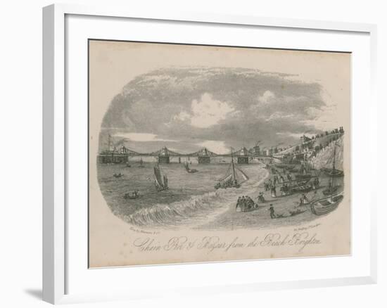 Chain Pier and Bazaar from the Beach at Brighton-null-Framed Giclee Print