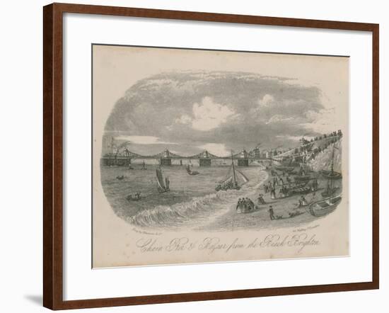 Chain Pier and Bazaar from the Beach at Brighton-null-Framed Giclee Print