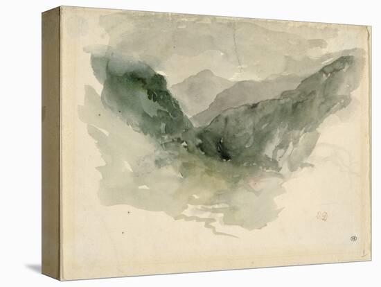 Chaîne de montagnes dans la brume-Eugene Delacroix-Stretched Canvas
