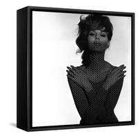 Chainmail Projection on Model with Crossed Arms, 1960s-John French-Framed Stretched Canvas