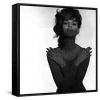 Chainmail Projection on Model with Crossed Arms, 1960s-John French-Framed Stretched Canvas