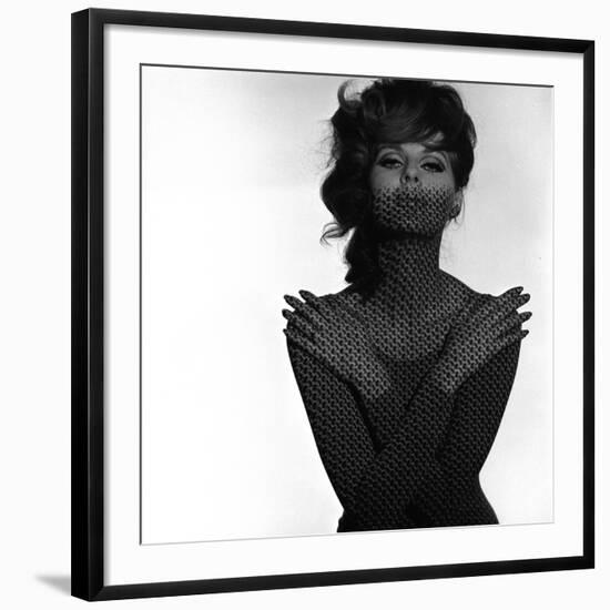 Chainmail Projection on Model with Crossed Arms, 1960s-John French-Framed Giclee Print