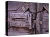 Chains and Lock on Weathered Barn Door-Mick Roessler-Stretched Canvas